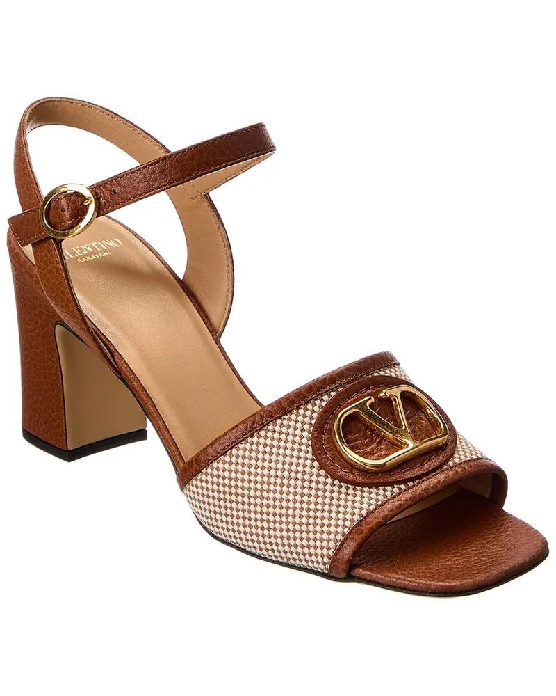 Valentino Garavani VLogo 75 Canvas & Leather Sandal Brown