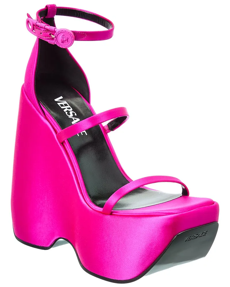 Versace Triplatform Satin Sandal Pink