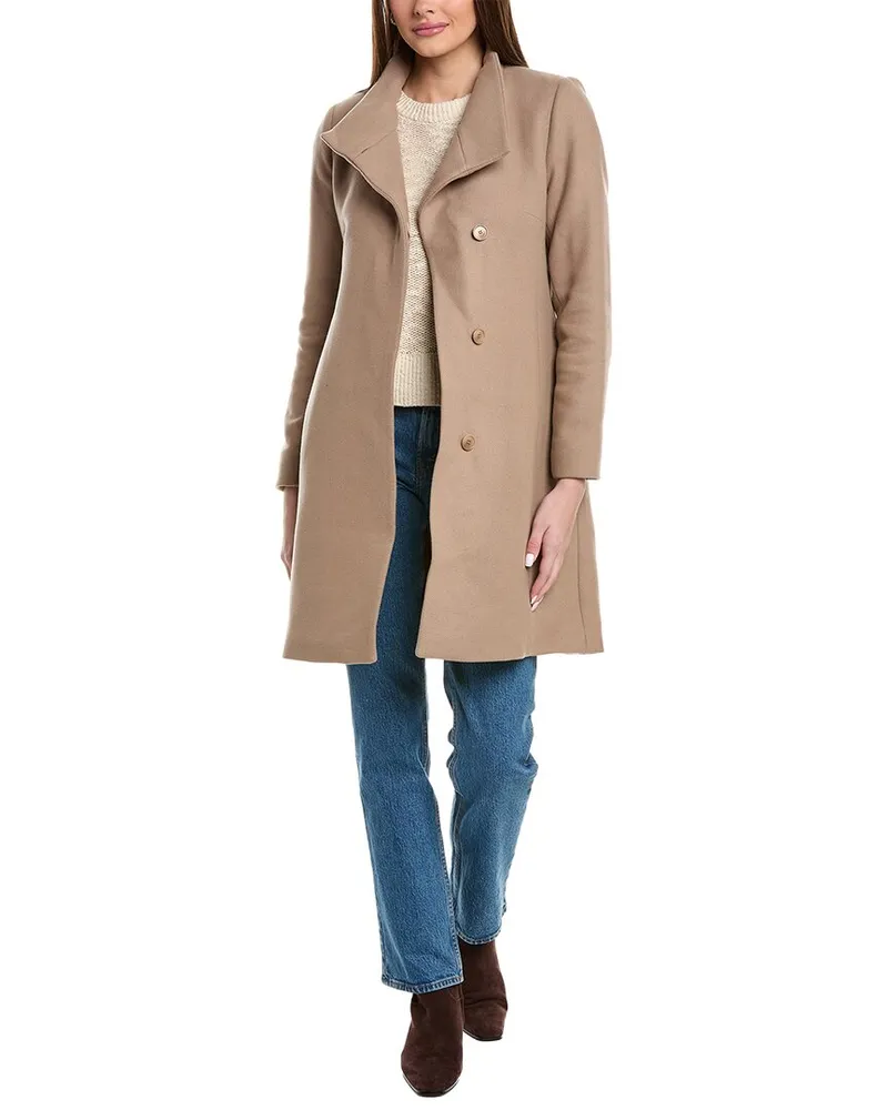 Reiss Mia Wool-Blend Mid Length Coat Beige