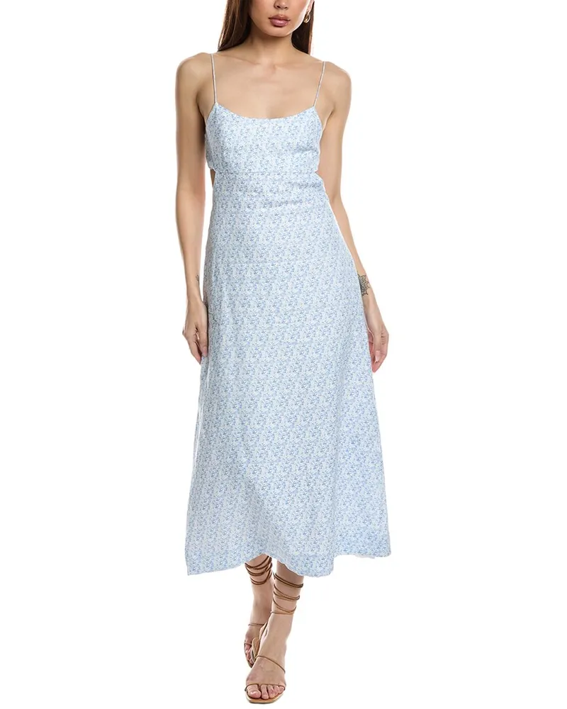 Faithfull The Brand Antibes Linen Maxi Dress Blue