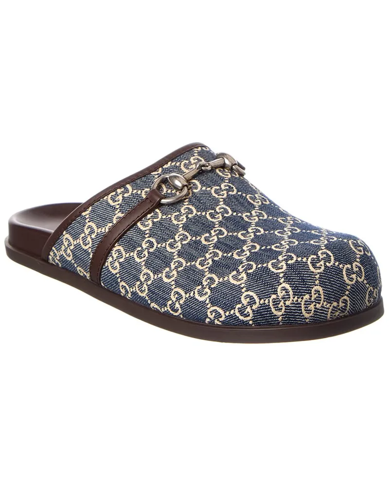 Gucci Horsebit GG Denim & Leather Mule Blue