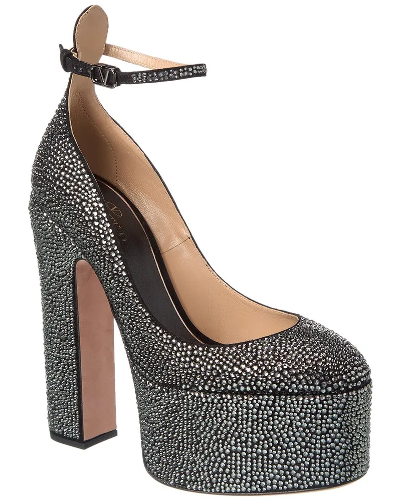 Valentino Garavani Tan-Go 155 Suede Platform Pump Black