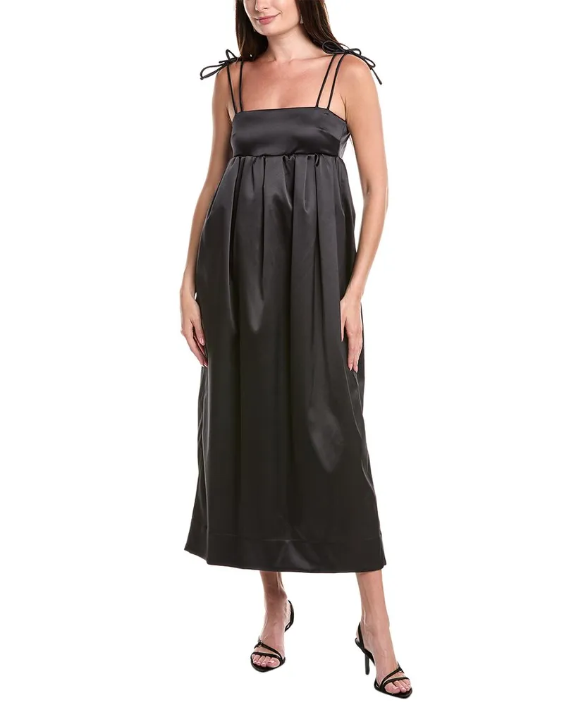 Ganni Satin Midi Dress Black