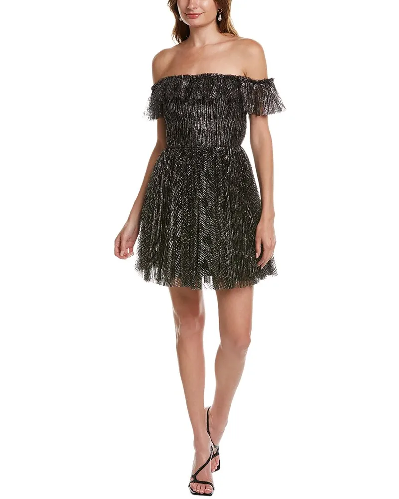 Monique Lhuillier Off-The-Shoulder Cocktail Dress Black
