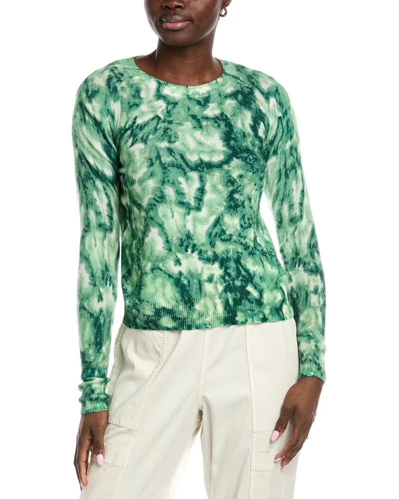 Autumn Cashmere Floral Print Cashmere Sweater Green