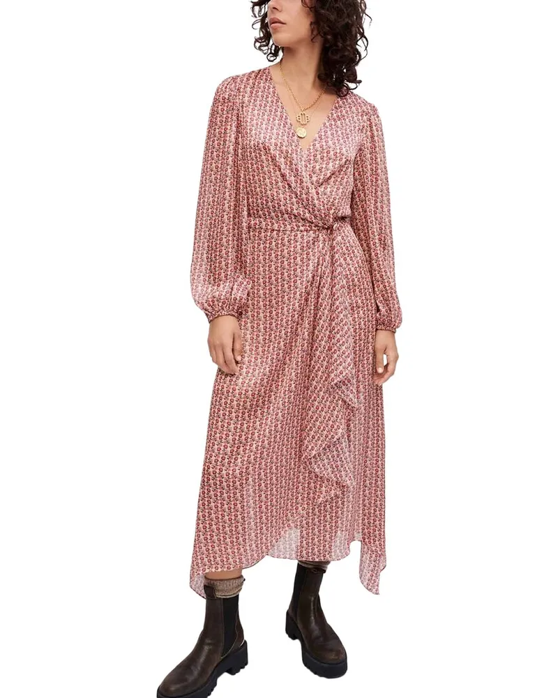 Maje Rolivate Midi Dress Pink