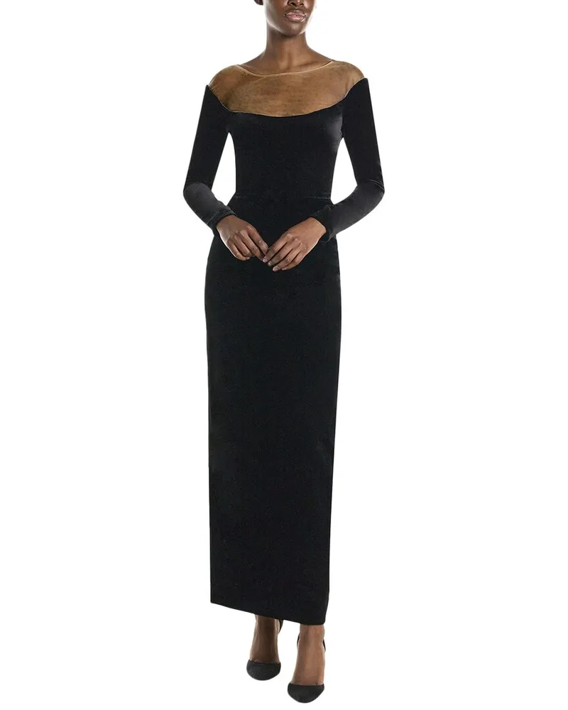 Monique Lhuillier Off The Shoulder Silk-Blend Column Gown Nocolor