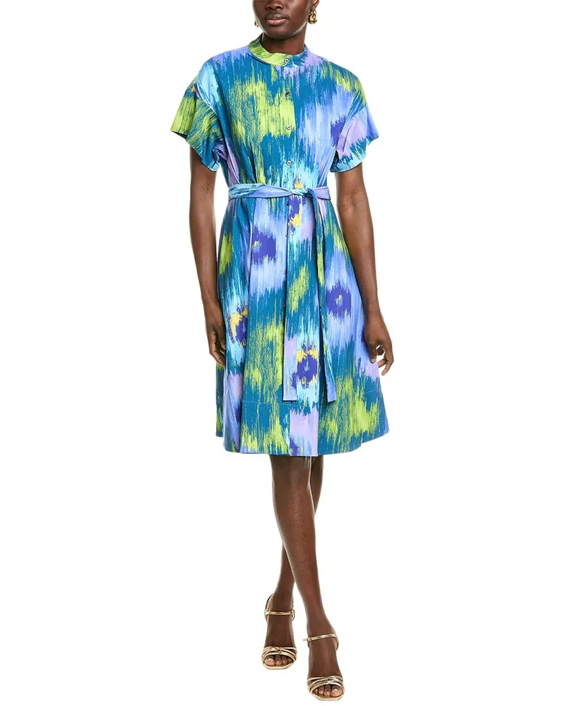 NATORI Multi Floral Midi Dress Blue