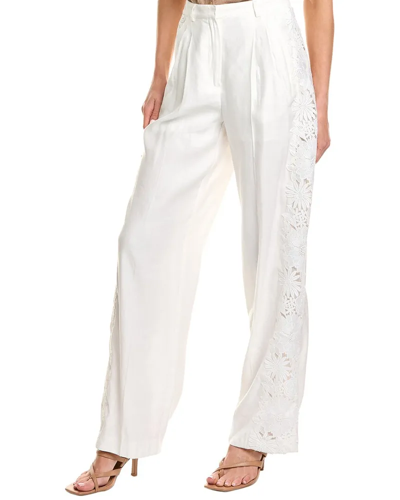 GENERATION LOVE Lara Lace Linen-Blend Pant White