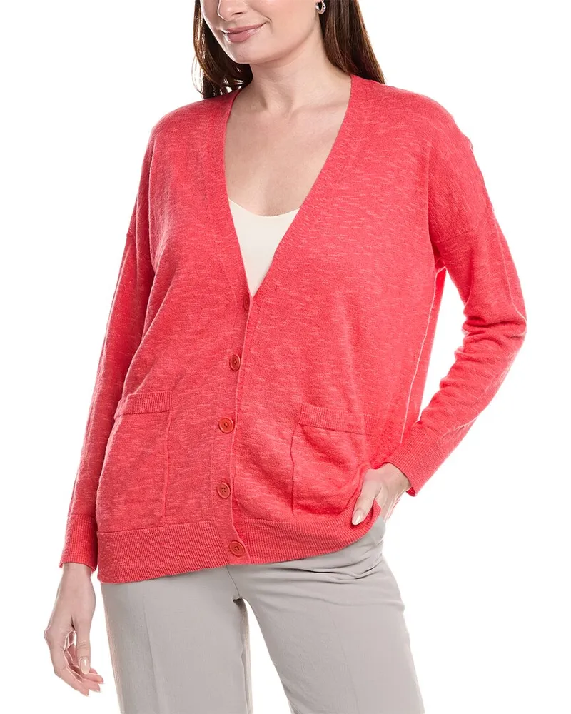 Eileen Fisher Linen-Blend Cardigan Red