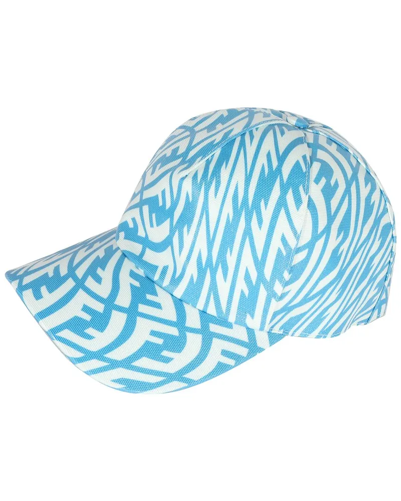 Fendi Cyber Blue & White FF Vertigo Print Coated Canvas Baseball Cap (Authentic Pre-Loved Nocolor