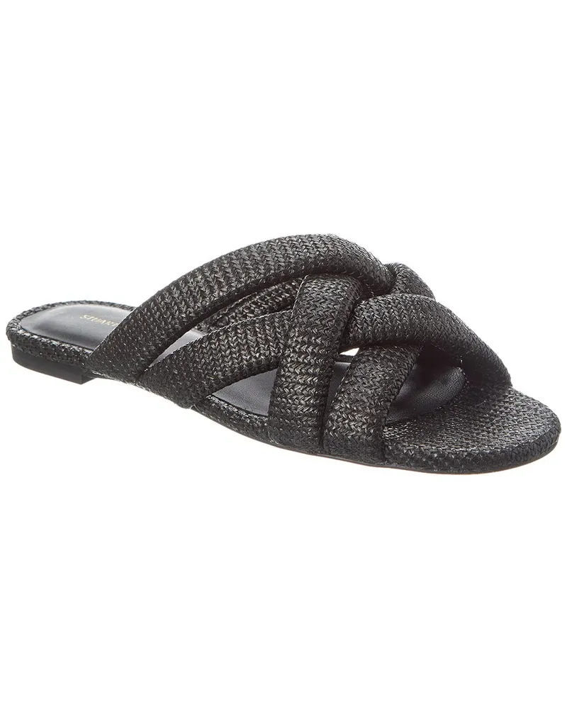 Stuart Weitzman Crossover Raffia Slide Black