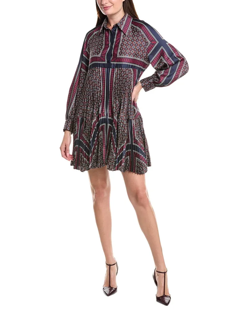 Sandro Pleated Mini Dress Red