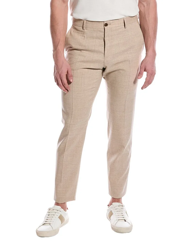 HUGO BOSS Slim Fit Wool-Blend Pant Brown