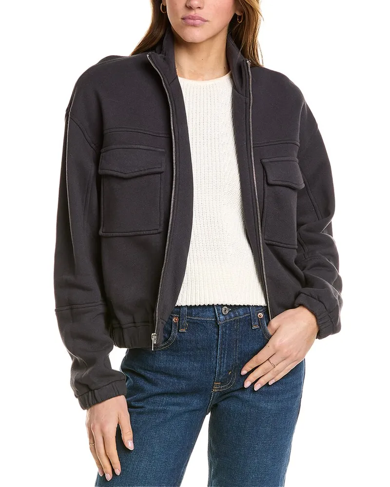 Monrow Seamed Bomber Jacket Black