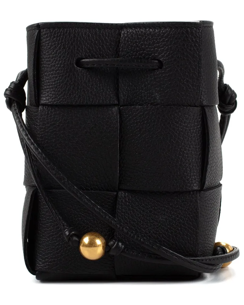 Bottega Veneta Black Intrecciato leather Mini Cassette Bucket Bag (Authentic Pre-Loved Nocolor
