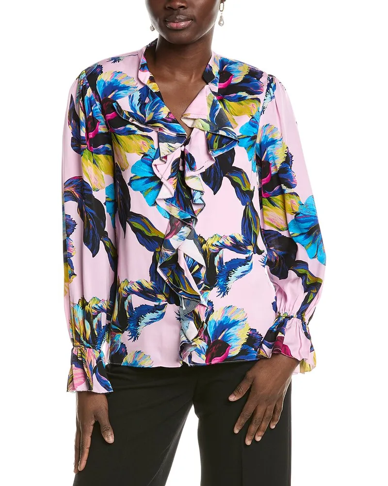 Elie Tahari The Minnie Silk-Blend Blouse Pink