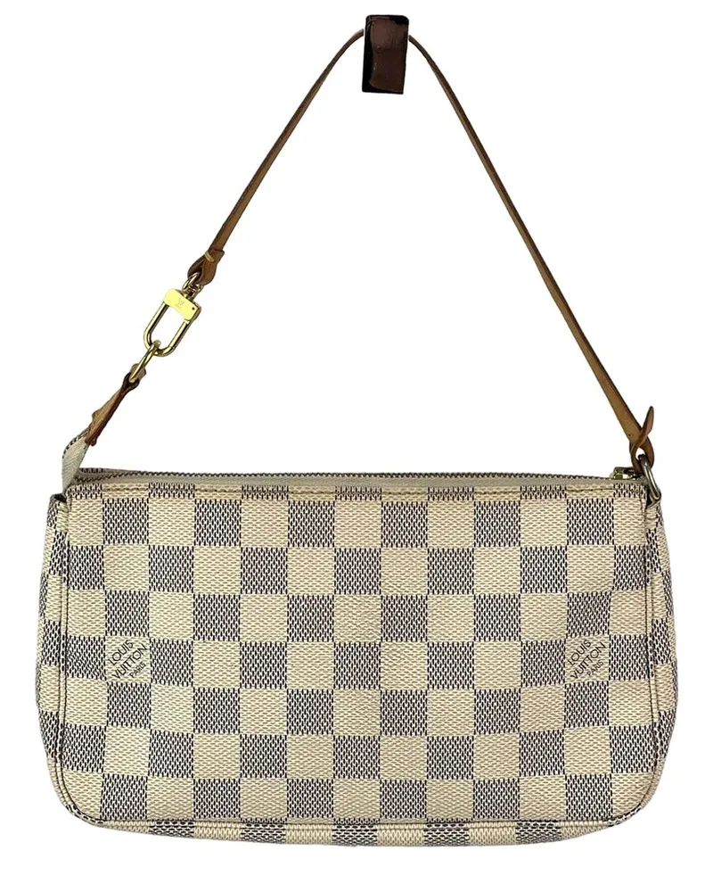 Louis Vuitton White Leather Pochette Accessories (Authentic Pre-Loved Nocolor