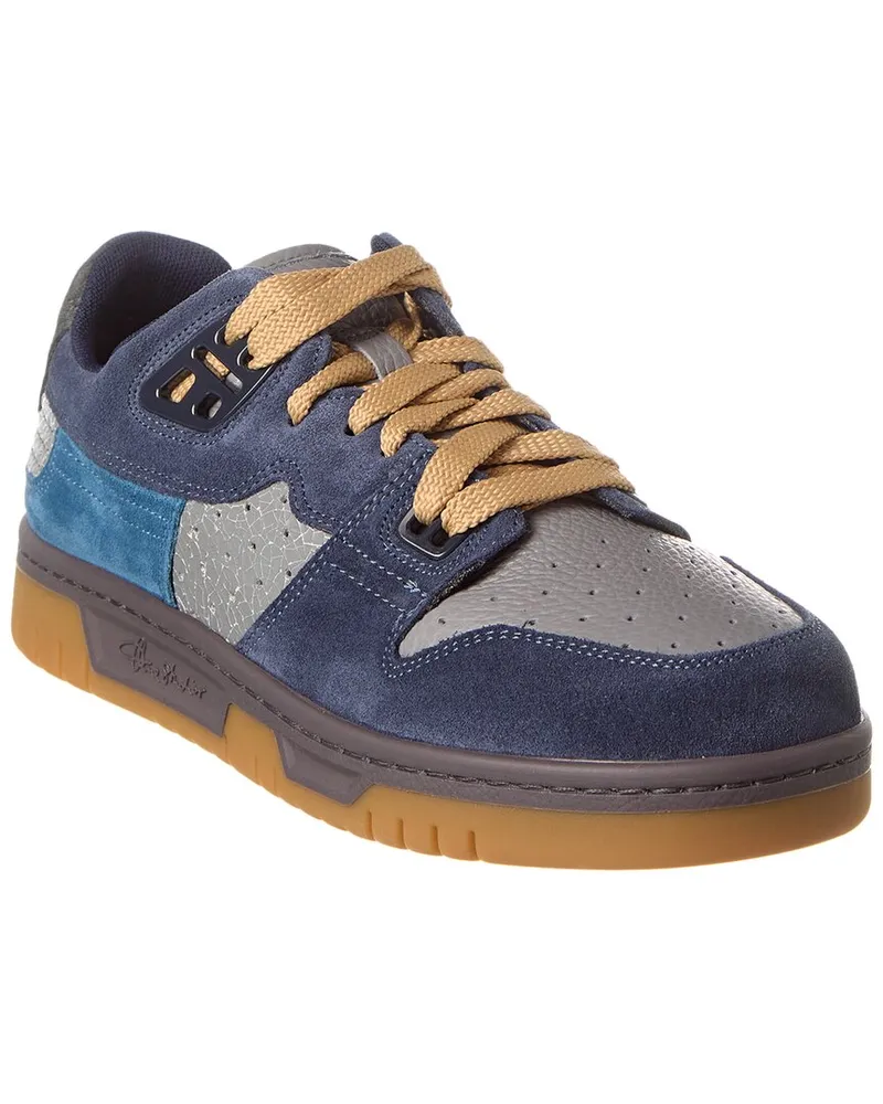 Acne Studios Low Fuzzy Leather & Suede Sneaker Blue