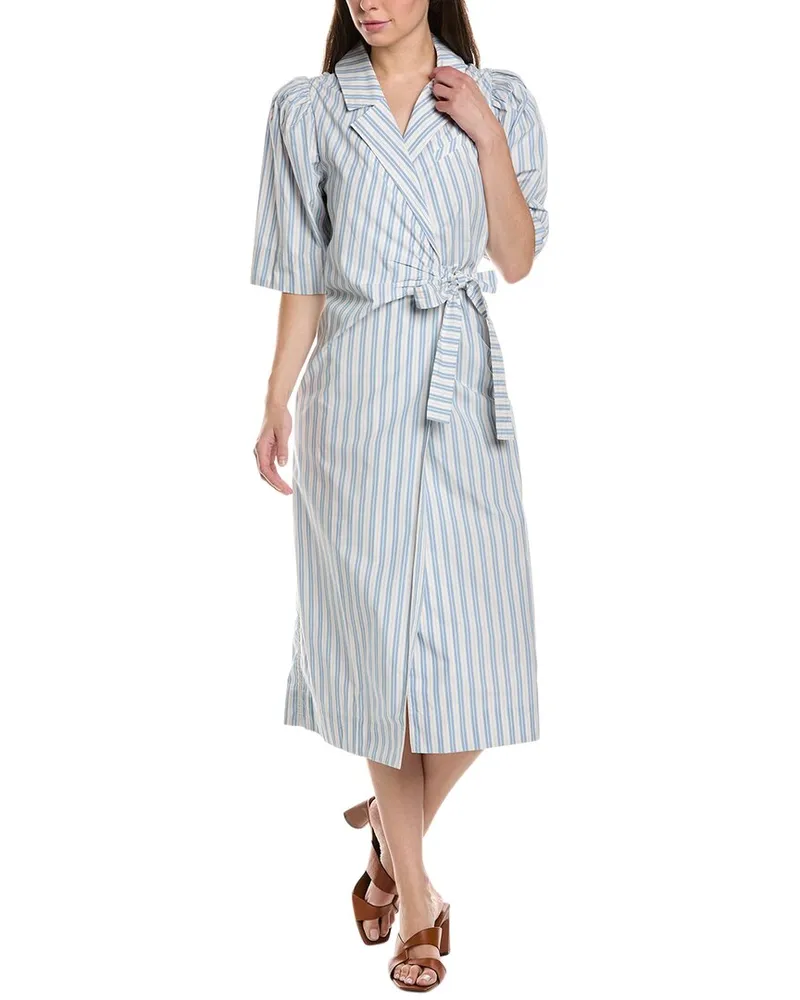Ganni Midi Wrap Dress Blue