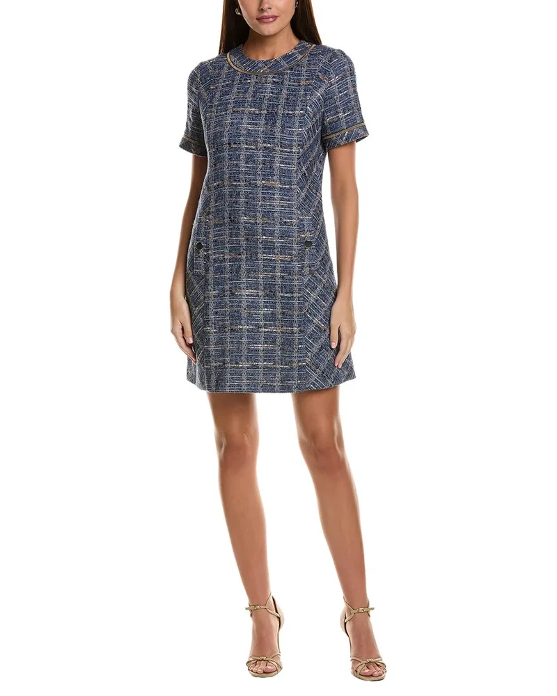 HUGO BOSS Destena Tweed Shift Dress Blue