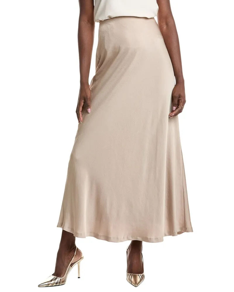 Kenneth Cole Bias Flare Maxi Skirt Metallic