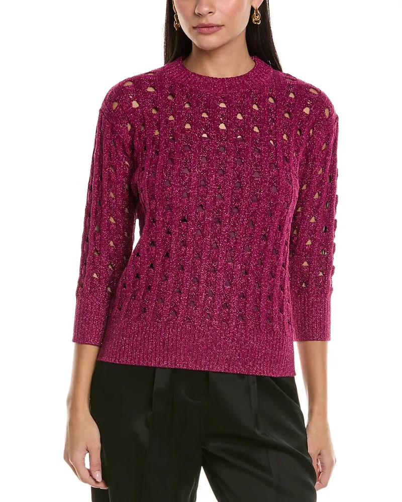 ST. JOHN Crochet Sweater Pink