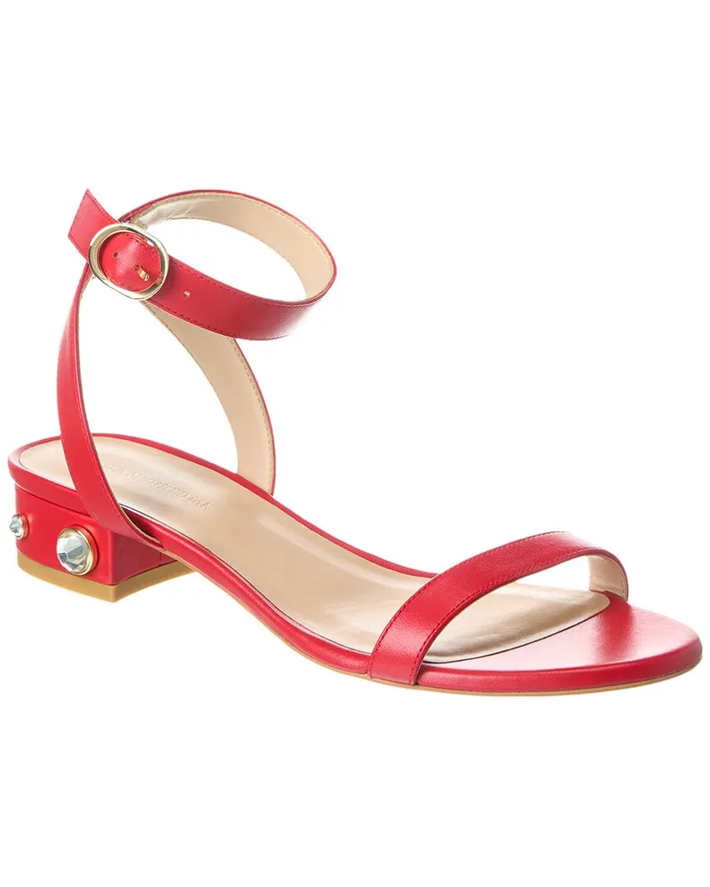 Stuart Weitzman Dancer Allshine 25 Leather Sandal Red