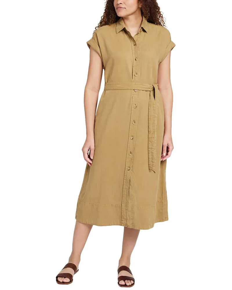 Faherty Arlie Linen-Blend Shirtdress Gold