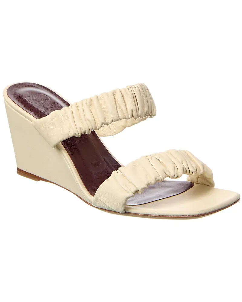 STAUD Frankie Leather Wedge Sandal White
