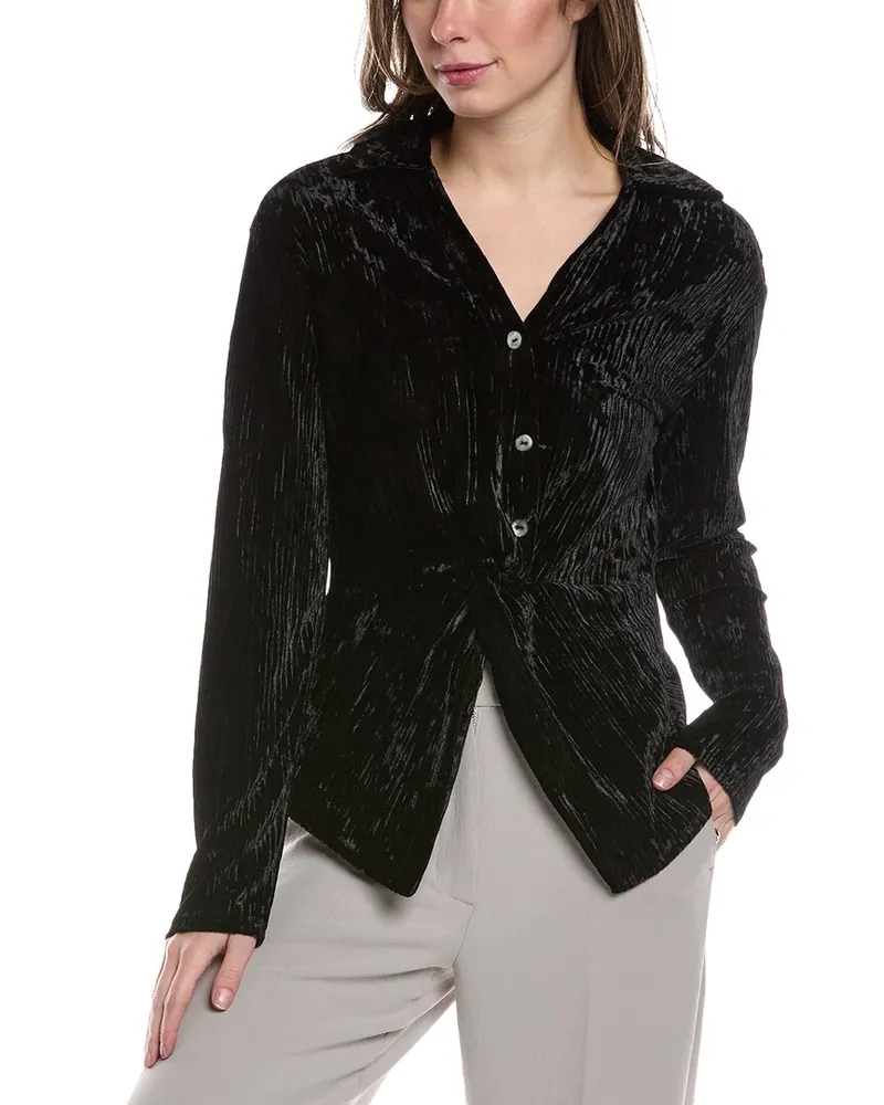 Joseph Ribkoff Ribbed Velvet Blouse Black
