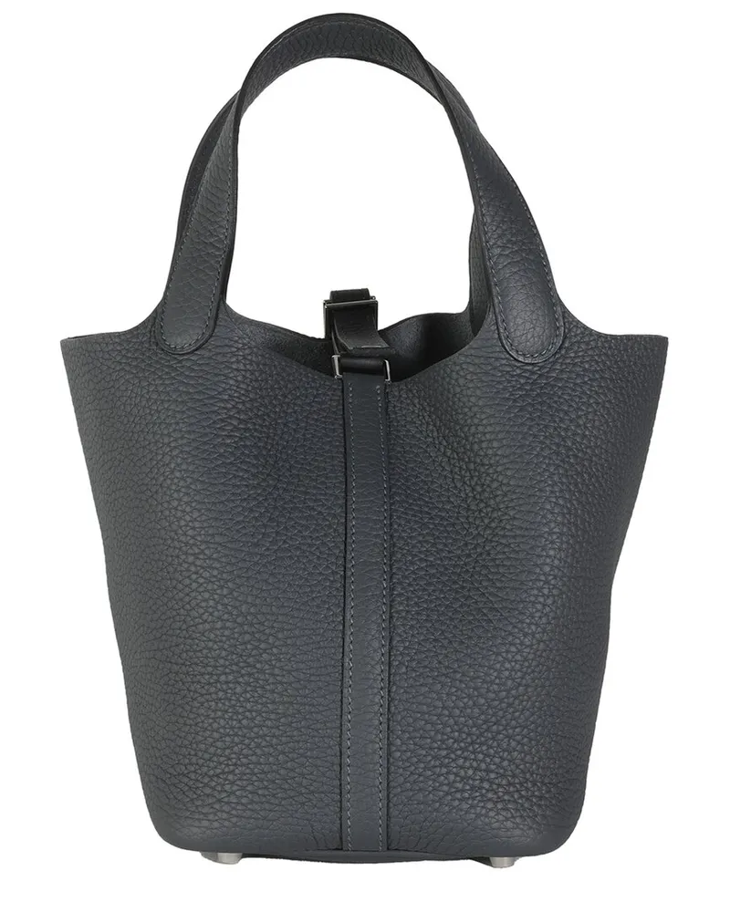 Hermès Gray Leather Misty Picotin Lock 18 PHW (Authentic Pre-Loved Nocolor