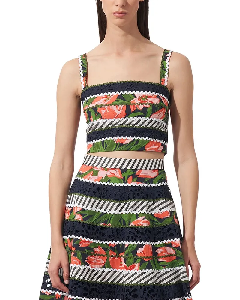 Carolina Herrera New York Thick Strap Crop Top Blue