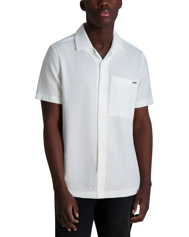 Karl Lagerfeld Knit Jacquard Boxy Camp Shirt Nocolor