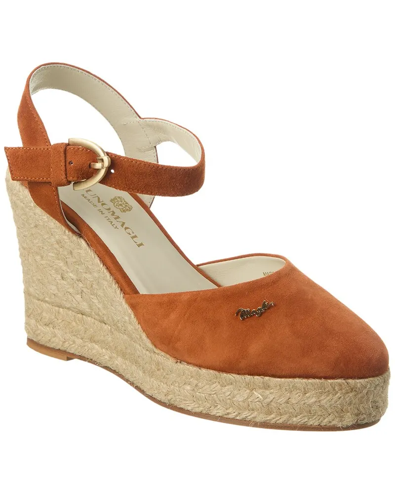 Bruno Magli Mares Suede Wedge Sandal Orange