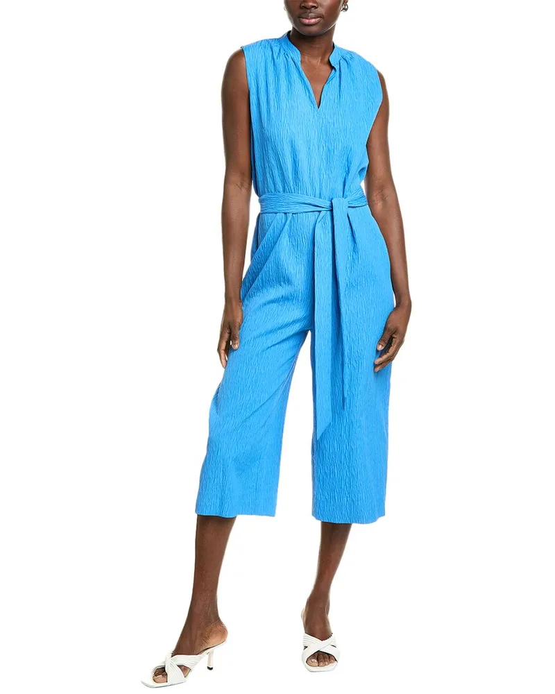 NATORI Textured Jacquard Jumpsuit Blue