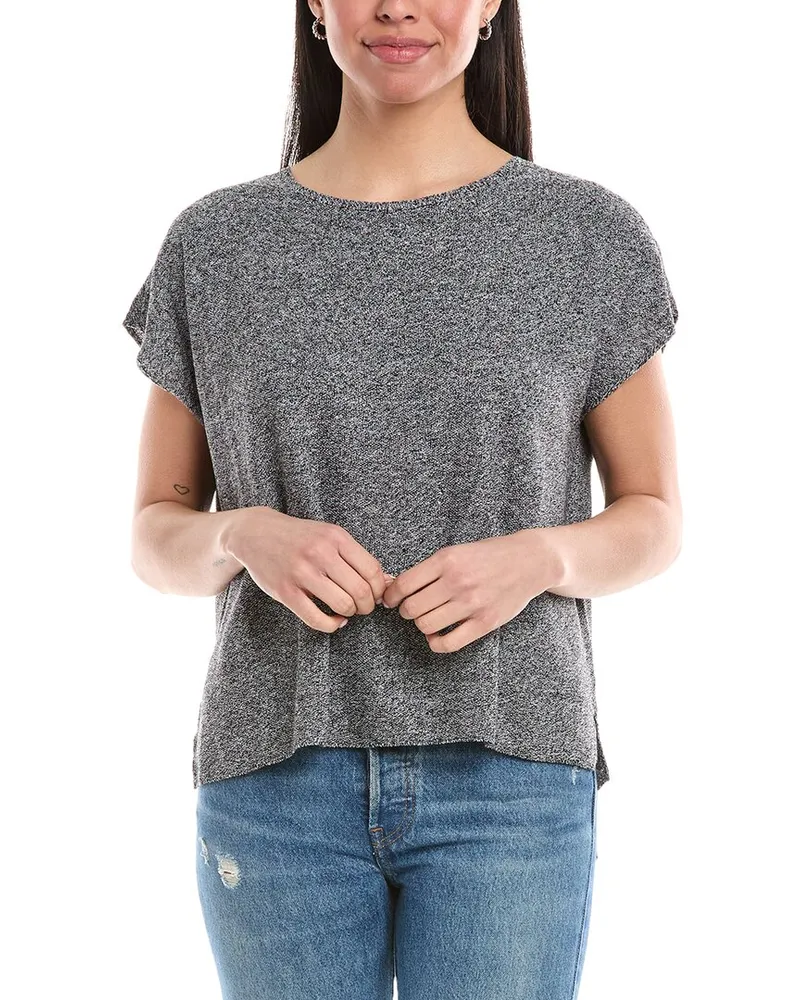 Eileen Fisher Pique Linen-Blend Top Black