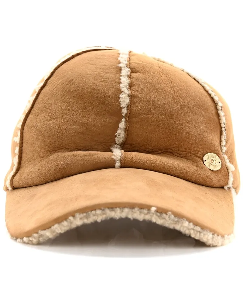 Chanel Suede Shearling Lambskin Cap Hat 57, Size Shearling (Authentic Pre-Loved Nocolor