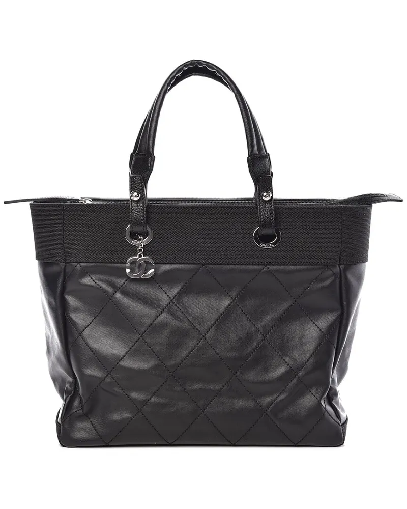 Chanel Black Coated Canvas Paris Biarritz GM Tote Bag (Authentic Pre-Loved Nocolor