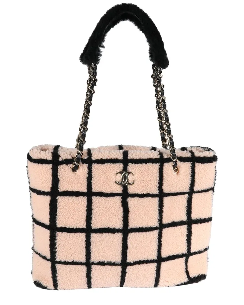 Chanel Neutral & Pink Shearling Shopping Tote (Authentic Pre-Loved Nocolor