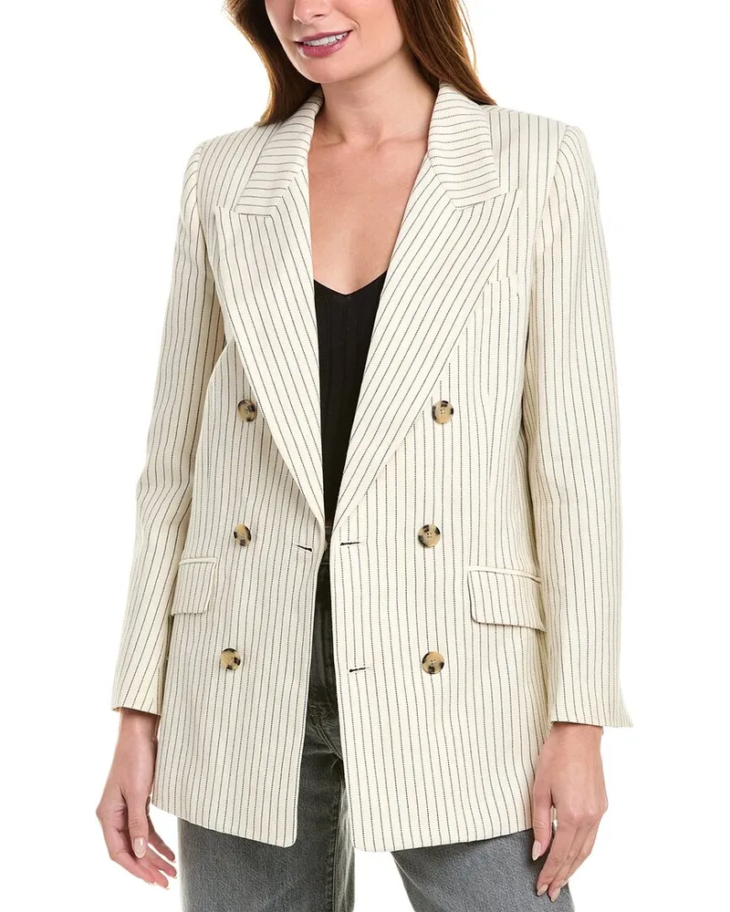 Frame Denim Linen-Blend Jacket White