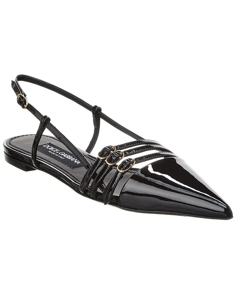 Dolce & Gabbana Leather Slingback Flat Black