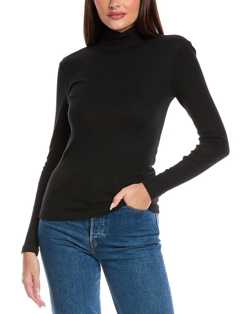 Splendid Ribbed Turtleneck Top Black