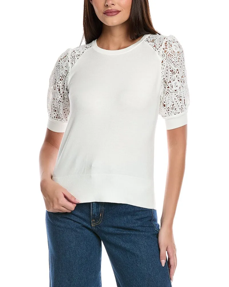 Elie Tahari Felicity Crochet Sweater White