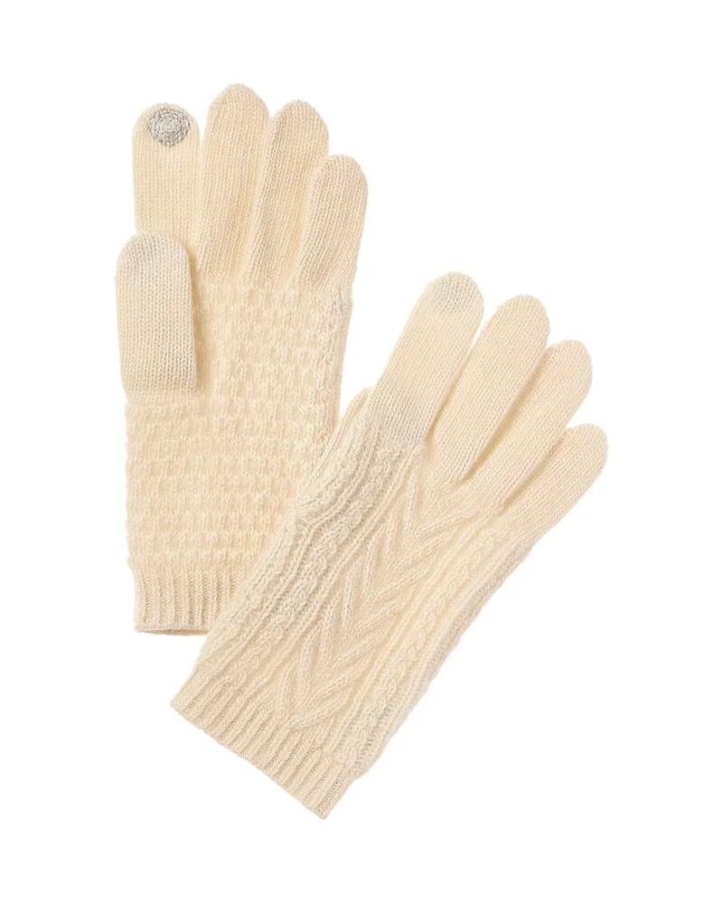 portolano  Cable Stitched Cashmere Tech Gloves White