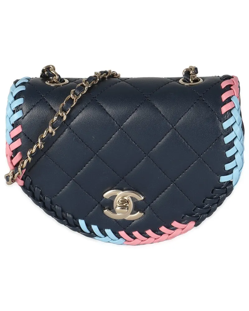 Chanel Blue & Pink Quilted Leather Braided Mini Messenger Flap Bag (Authentic  Pre-Loved Nocolor