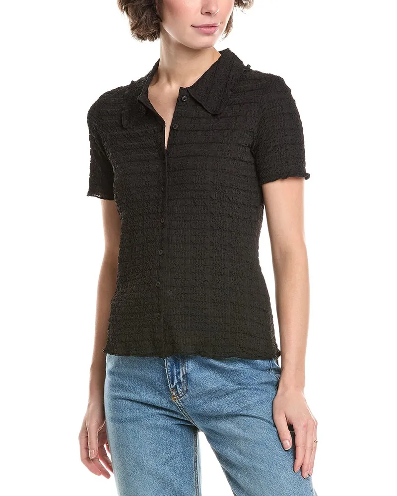 Jason Wu Button-Front Smocked Shirt Black