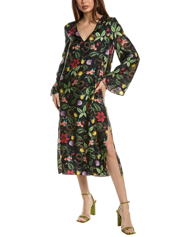 Borgo De Nor Phoenix Silk Midi Dress Black