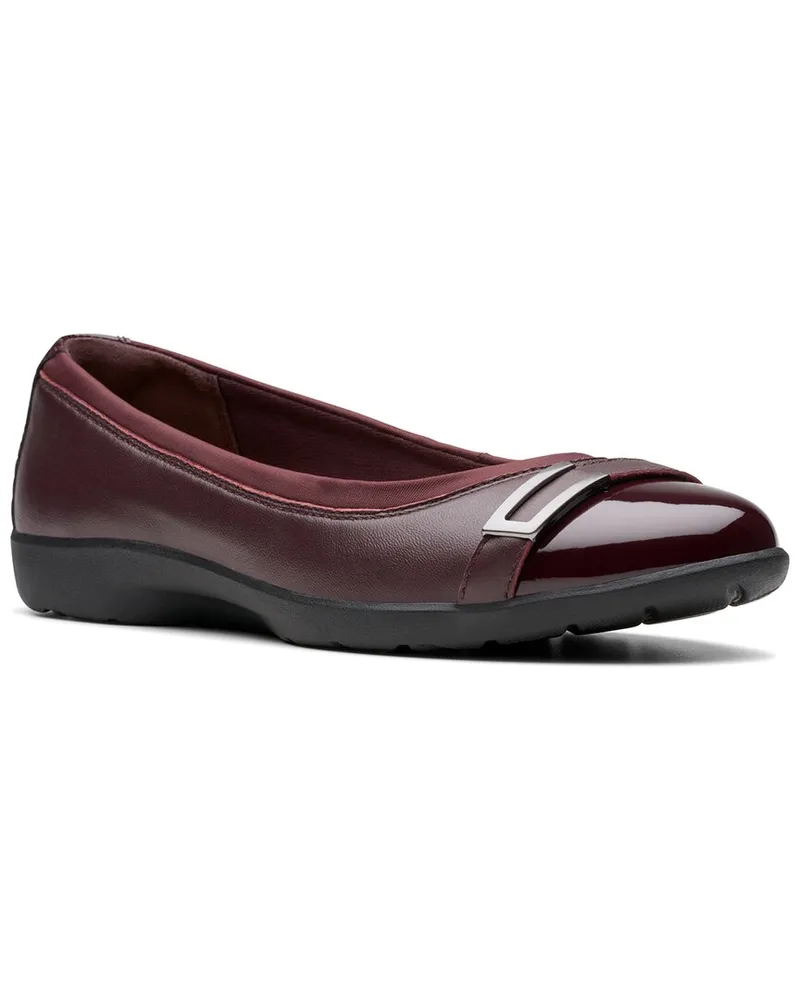 Clarks Meadow Rose Leather Ballet Flat Red
