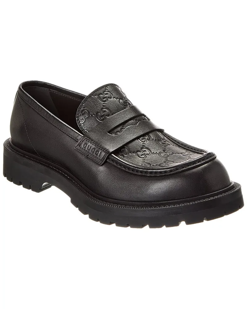 Gucci Web Leather Loafer Black